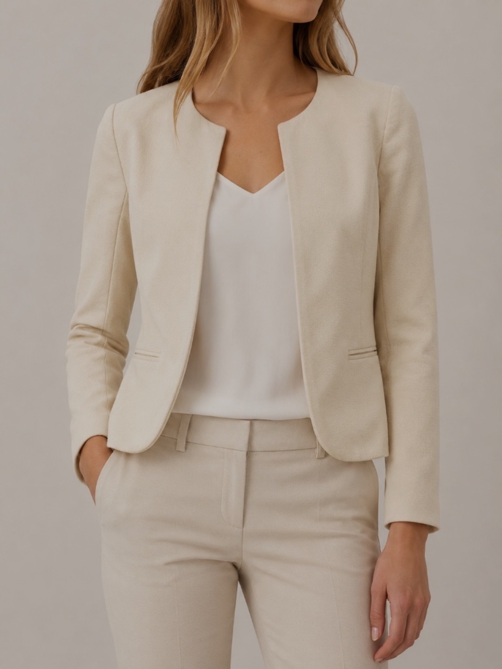 Aritzia Wilfred Cream Open-Neck Tailored Blazer, women’s 00